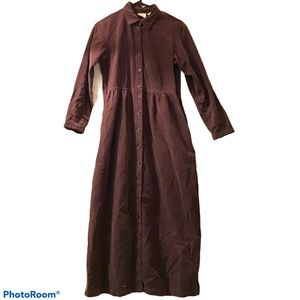 Ll Bean Long-sleeve Button-down Corduroy Dress